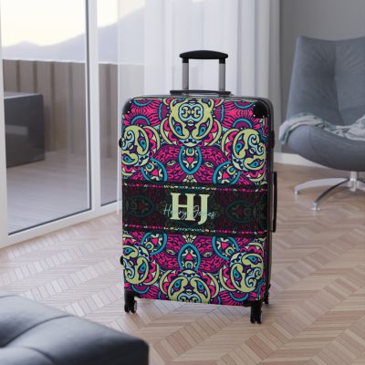 Custom Mandala Suitcase - A personalized suitcase adorned with a unique mandala design, perfect for travelers who want to add a touch of artistry to their luggage.