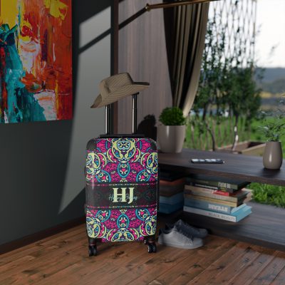 Custom Mandala Suitcase - A personalized suitcase adorned with a unique mandala design, perfect for travelers who want to add a touch of artistry to their luggage.