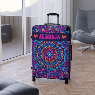 Custom Mandala Suitcase - A personalized suitcase adorned with a unique mandala design, perfect for travelers who want to add a touch of artistry to their luggage.