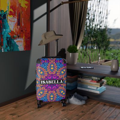 Custom Mandala Suitcase - A personalized suitcase adorned with a unique mandala design, perfect for travelers who want to add a touch of artistry to their luggage.