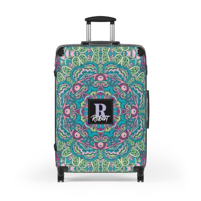 Custom Mandala Suitcase - A personalized suitcase adorned with a unique mandala design, perfect for travelers who want to add a touch of artistry to their luggage.