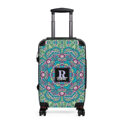 Custom Mandala Suitcase - A personalized suitcase adorned with a unique mandala design, perfect for travelers who want to add a touch of artistry to their luggage.