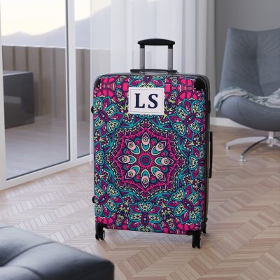 Custom Mandala Suitcase - A personalized suitcase adorned with a unique mandala design, perfect for travelers who want to add a touch of artistry to their luggage.