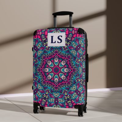 Custom Mandala Suitcase - A personalized suitcase adorned with a unique mandala design, perfect for travelers who want to add a touch of artistry to their luggage.