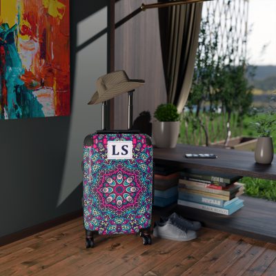 Custom Mandala Suitcase - A personalized suitcase adorned with a unique mandala design, perfect for travelers who want to add a touch of artistry to their luggage.