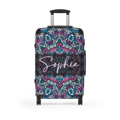 Custom Mandala Suitcase - A personalized suitcase adorned with a unique mandala design, perfect for travelers who want to add a touch of artistry to their luggage.