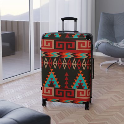 Aztec Suitcase - A stylish suitcase featuring an elegant Aztec-inspired design, perfect for travelers who want to stand out in style.