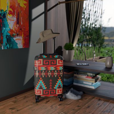 Aztec Suitcase - A stylish suitcase featuring an elegant Aztec-inspired design, perfect for travelers who want to stand out in style.