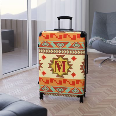 Custom Aztec Suitcase - A personalized suitcase adorned with a unique Aztec-inspired design, perfect for travelers who want to make a statement with their luggage.