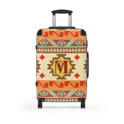 Custom Aztec Suitcase - A personalized suitcase adorned with a unique Aztec-inspired design, perfect for travelers who want to make a statement with their luggage.