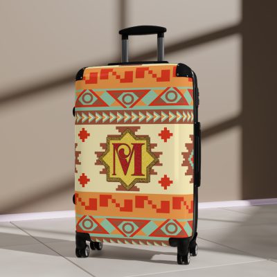 Custom Aztec Suitcase - A personalized suitcase adorned with a unique Aztec-inspired design, perfect for travelers who want to make a statement with their luggage.