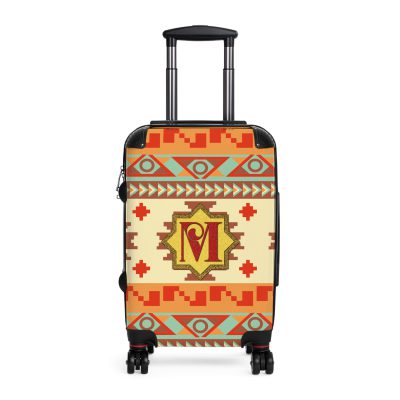 Custom Aztec Suitcase - A personalized suitcase adorned with a unique Aztec-inspired design, perfect for travelers who want to make a statement with their luggage.