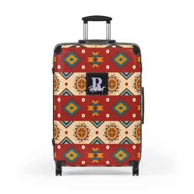 Custom Aztec Suitcase - A personalized suitcase adorned with a unique Aztec-inspired design, perfect for travelers who want to make a statement with their luggage.