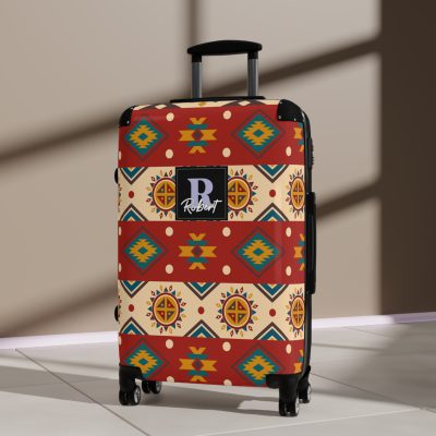 Custom Aztec Suitcase - A personalized suitcase adorned with a unique Aztec-inspired design, perfect for travelers who want to make a statement with their luggage.