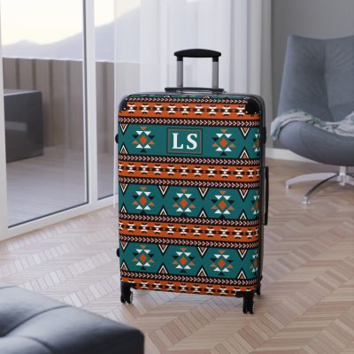 Custom Aztec Suitcase - A personalized suitcase adorned with a unique Aztec-inspired design, perfect for travelers who want to make a statement with their luggage.