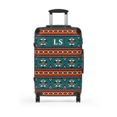 Custom Aztec Suitcase - A personalized suitcase adorned with a unique Aztec-inspired design, perfect for travelers who want to make a statement with their luggage.