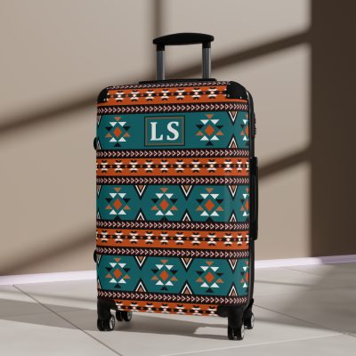 Custom Aztec Suitcase - A personalized suitcase adorned with a unique Aztec-inspired design, perfect for travelers who want to make a statement with their luggage.