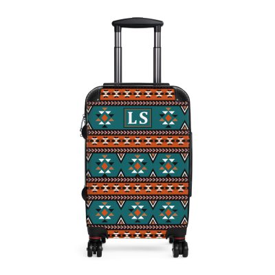 Custom Aztec Suitcase - A personalized suitcase adorned with a unique Aztec-inspired design, perfect for travelers who want to make a statement with their luggage.