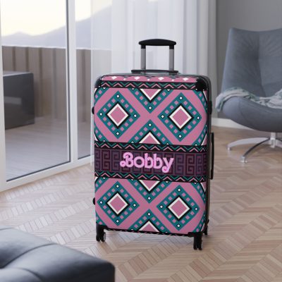 Custom Aztec Suitcase - A personalized suitcase adorned with a unique Aztec-inspired design, perfect for travelers who want to make a statement with their luggage.