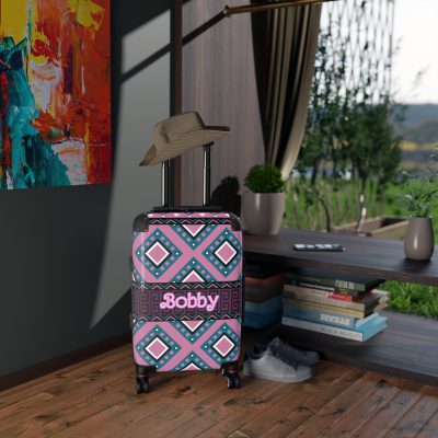 Custom Aztec Suitcase - A personalized suitcase adorned with a unique Aztec-inspired design, perfect for travelers who want to make a statement with their luggage.