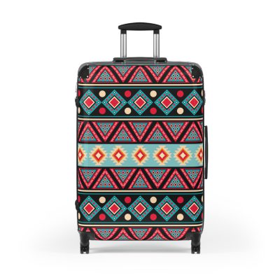 Aztec Suitcase - A stylish suitcase featuring an elegant Aztec-inspired design, perfect for travelers who want to stand out in style.