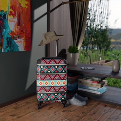 Aztec Suitcase - A stylish suitcase featuring an elegant Aztec-inspired design, perfect for travelers who want to stand out in style.