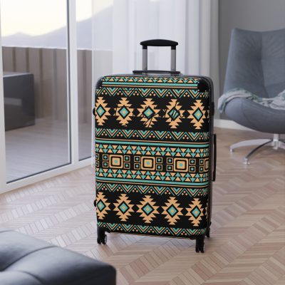 Aztec Suitcase - A stylish suitcase featuring an elegant Aztec-inspired design, perfect for travelers who want to stand out in style.