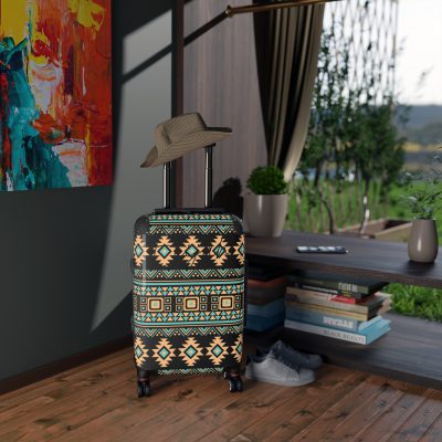 Aztec Suitcase - A stylish suitcase featuring an elegant Aztec-inspired design, perfect for travelers who want to stand out in style.