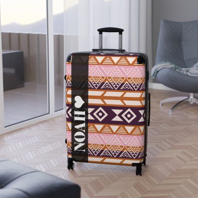 Aztec Suitcase - A stylish suitcase featuring an elegant Aztec-inspired design, perfect for travelers who want to stand out in style.