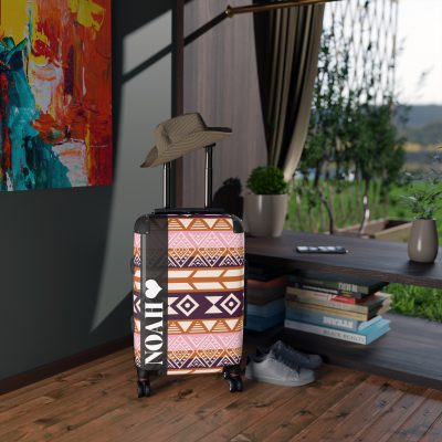 Aztec Suitcase - A stylish suitcase featuring an elegant Aztec-inspired design, perfect for travelers who want to stand out in style.