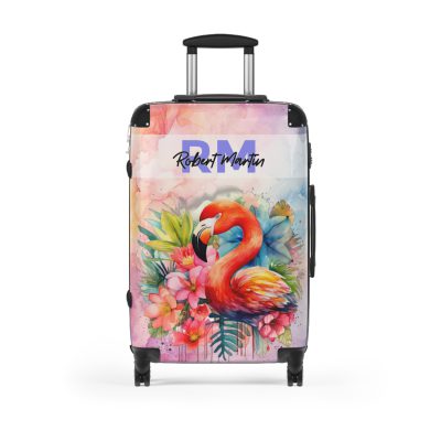 Custom Name Flamingo Suitcase - Personalized Luggage with Flamingo Design and Custom Name