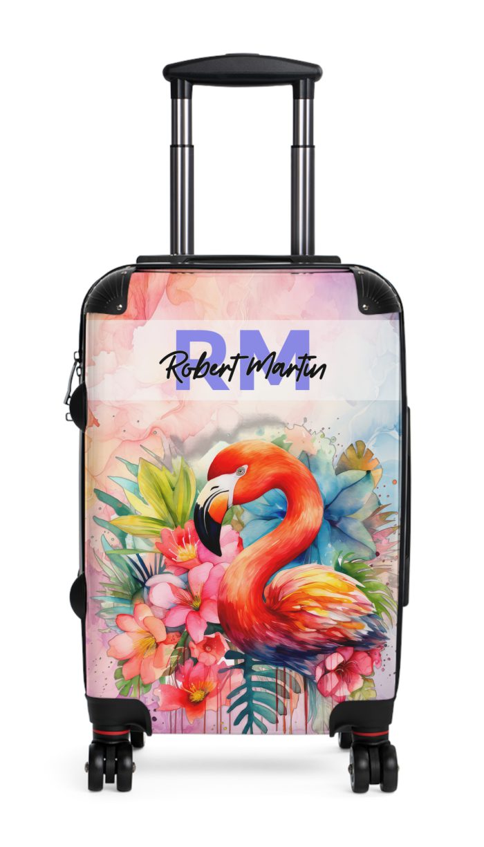 Custom Name Flamingo Suitcase - Personalized Luggage with Flamingo Design and Custom Name