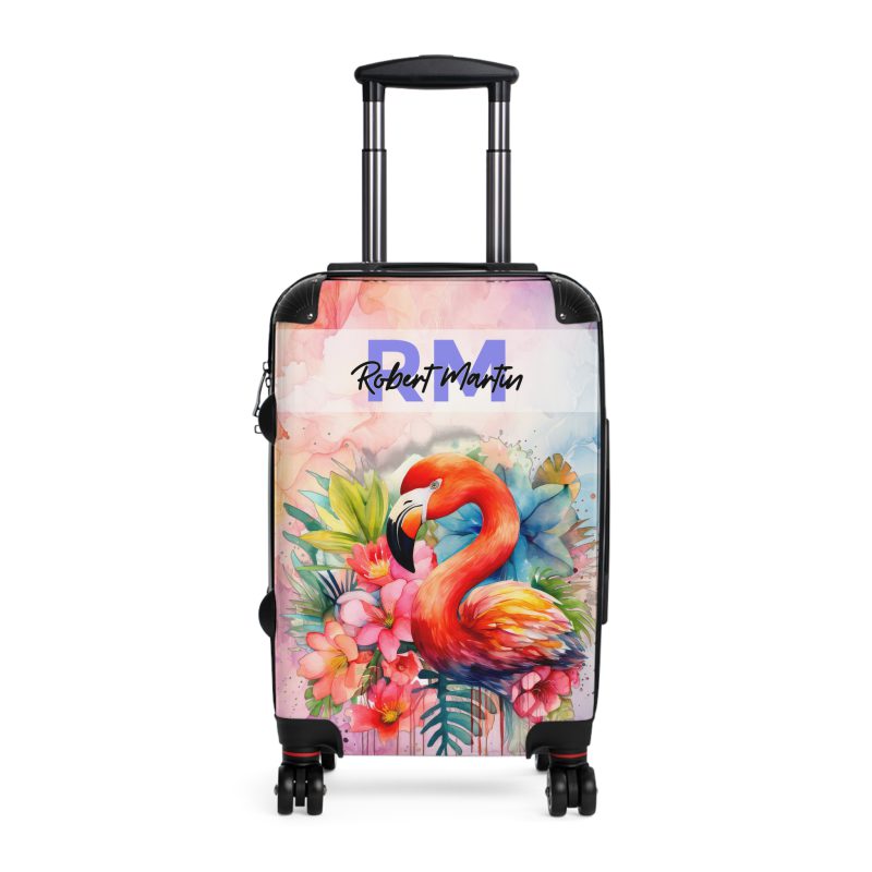 Custom Name Flamingo Suitcase - Personalized Luggage with Flamingo Design and Custom Name