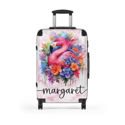 Custom Name Flamingo Suitcase - Personalized Luggage with Flamingo Design