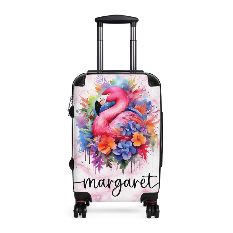 Custom Name Flamingo Suitcase - Personalized Luggage with Flamingo Design