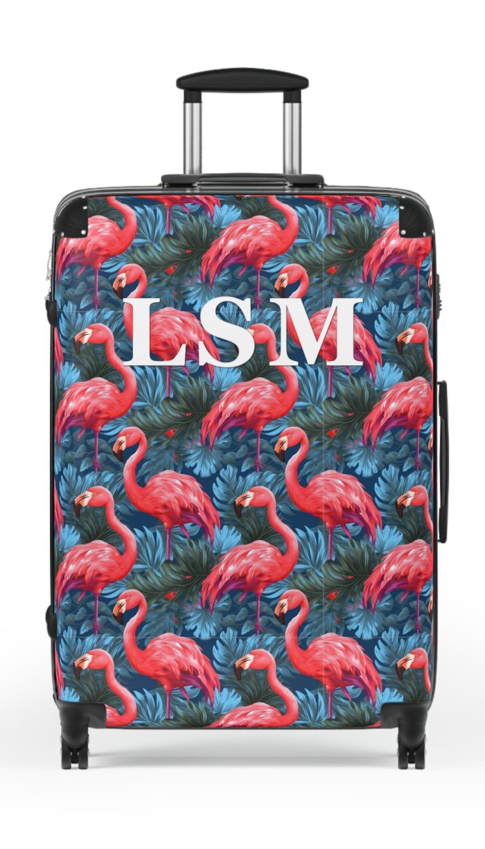 Custom Name Flamingo Suitcase - Personalized Luggage with Flamingo Design