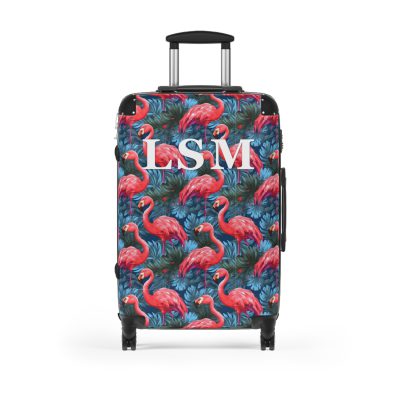 Custom Name Flamingo Suitcase - Personalized Luggage with Flamingo Design