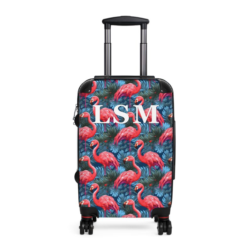 Custom Name Flamingo Suitcase - Personalized Luggage with Flamingo Design