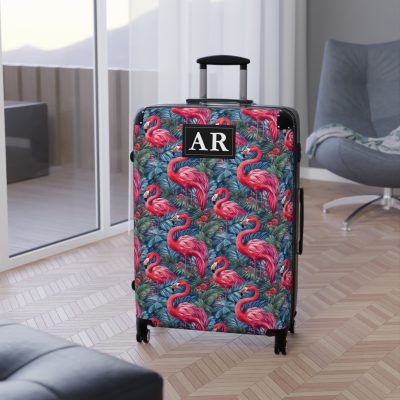 Custom Name Flamingo Suitcase - Personalized Luggage with Flamingo Design and Custom Name