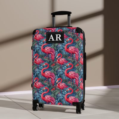 Custom Name Flamingo Suitcase - Personalized Luggage with Flamingo Design and Custom Name