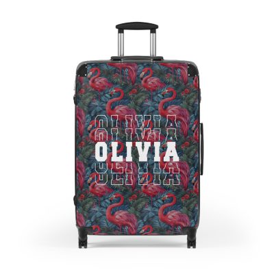 Custom Name Flamingo Suitcase - Personalized Luggage with Flamingo Design and Custom Name