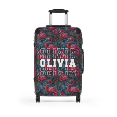 Custom Name Flamingo Suitcase - Personalized Luggage with Flamingo Design and Custom Name