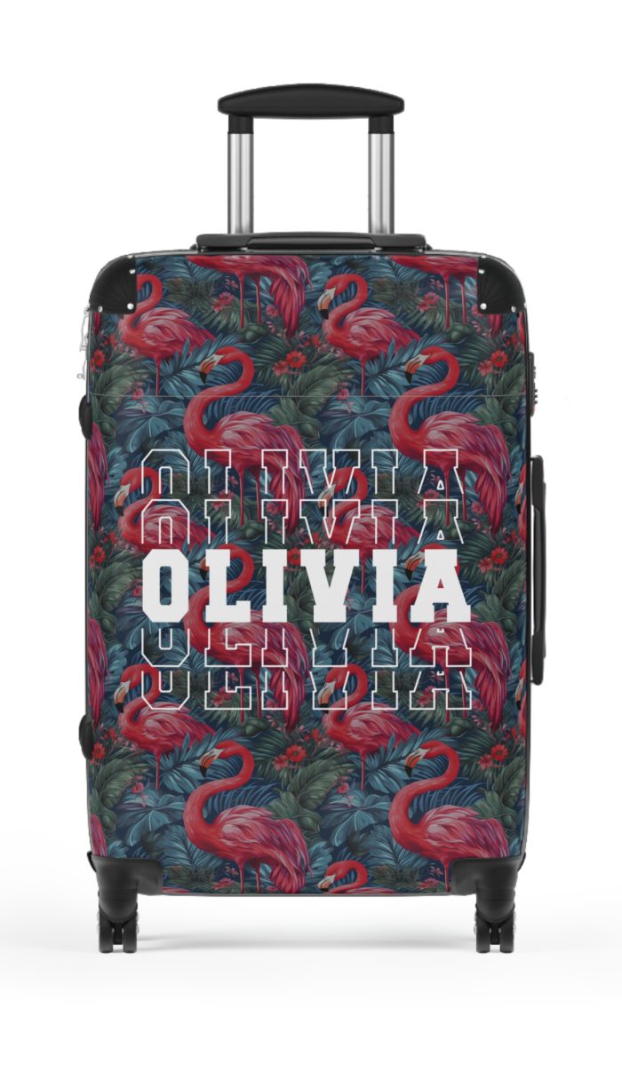 Custom Name Flamingo Suitcase - Personalized Luggage with Flamingo Design and Custom Name