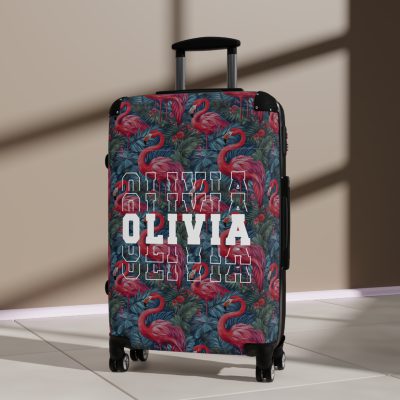 Custom Name Flamingo Suitcase - Personalized Luggage with Flamingo Design and Custom Name