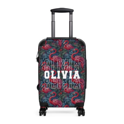 Custom Name Flamingo Suitcase - Personalized Luggage with Flamingo Design and Custom Name