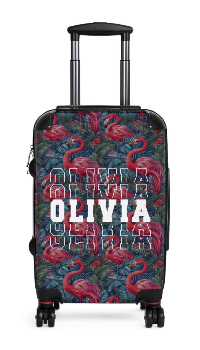 Custom Name Flamingo Suitcase - Personalized Luggage with Flamingo Design and Custom Name