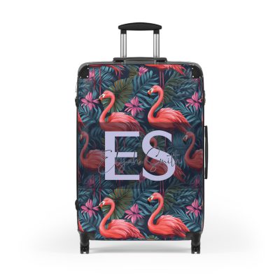 Custom Name Flamingo Suitcase - Personalized Luggage with Flamingo Design and Custom Name