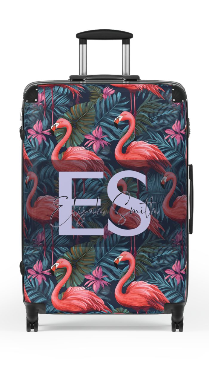 Custom Name Flamingo Suitcase - Personalized Luggage with Flamingo Design and Custom Name