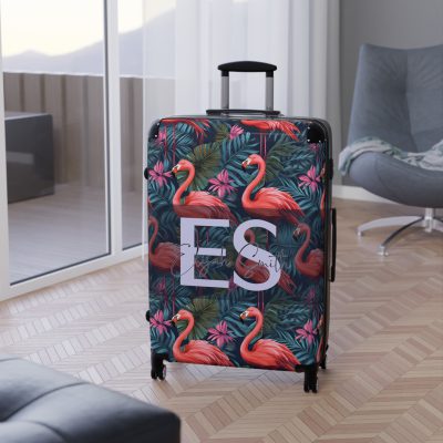 Custom Name Flamingo Suitcase - Personalized Luggage with Flamingo Design and Custom Name