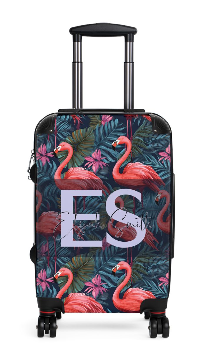 Custom Name Flamingo Suitcase - Personalized Luggage with Flamingo Design and Custom Name